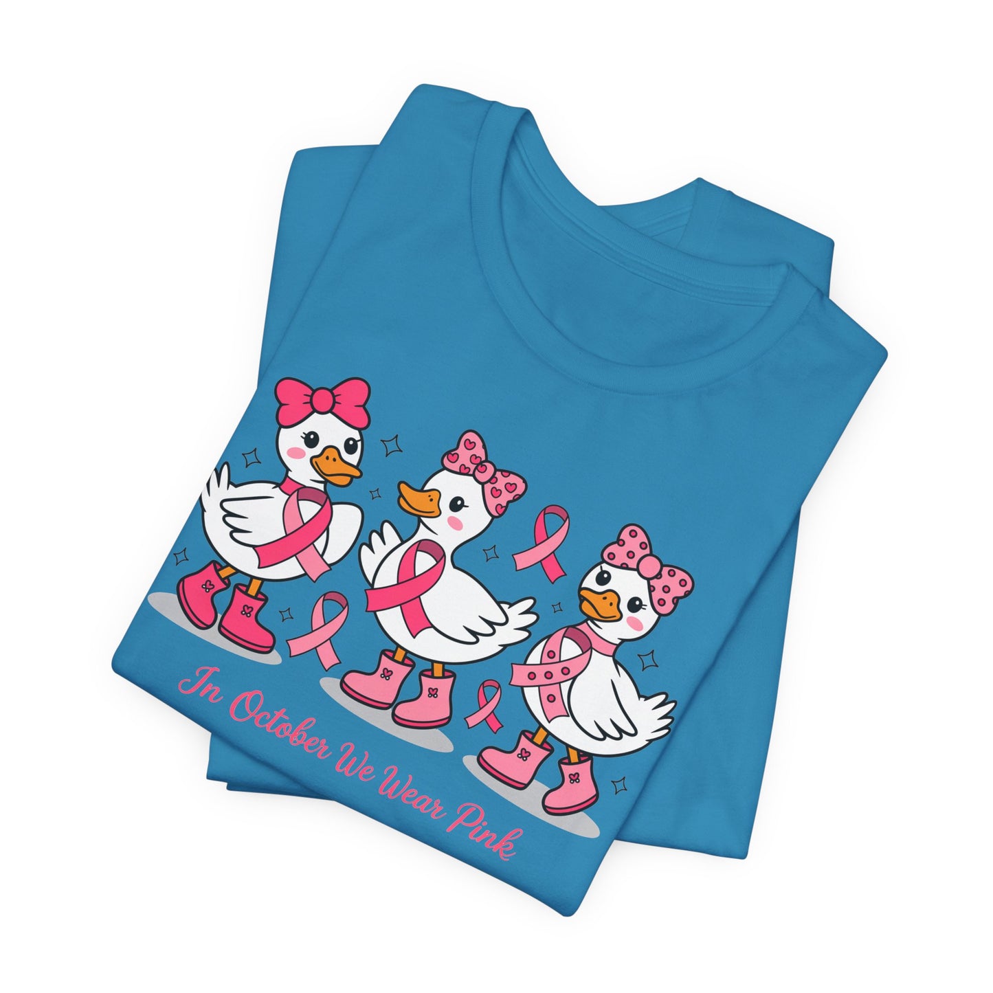 🎀🦆 In October We Wear Pink Duck T-Shirt – Cute Breast Cancer Awareness Tee 💖✨