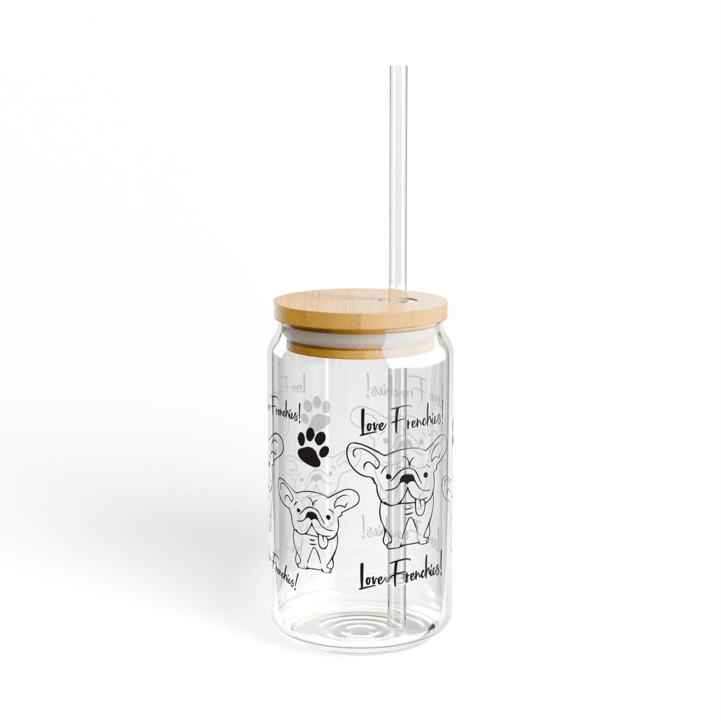🐾 Frenchie Love Sipper Glass – Sip in Style with Your Favorite Pup! 🖤