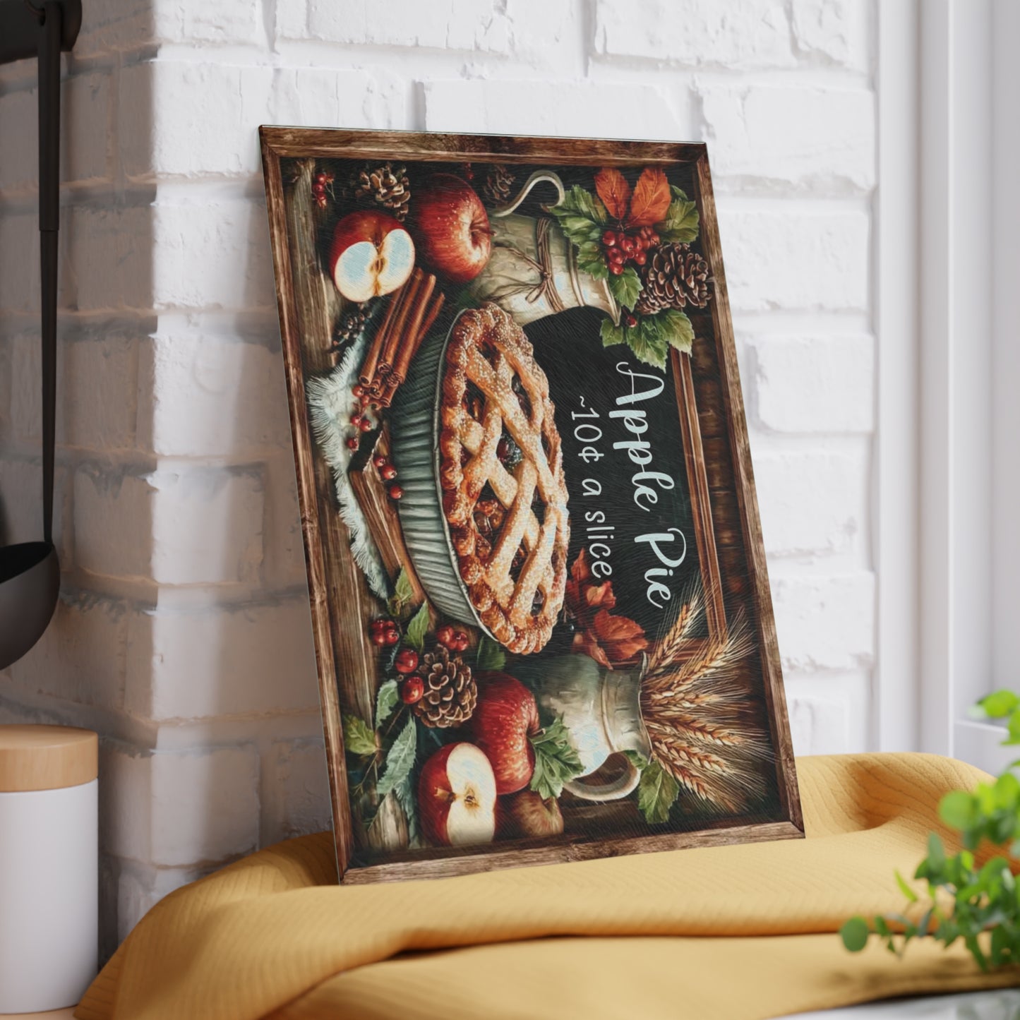 🥧🍎 “Apple Pie – 10¢ a Slice” Tempered Glass Board – Vintage Bakery Charm