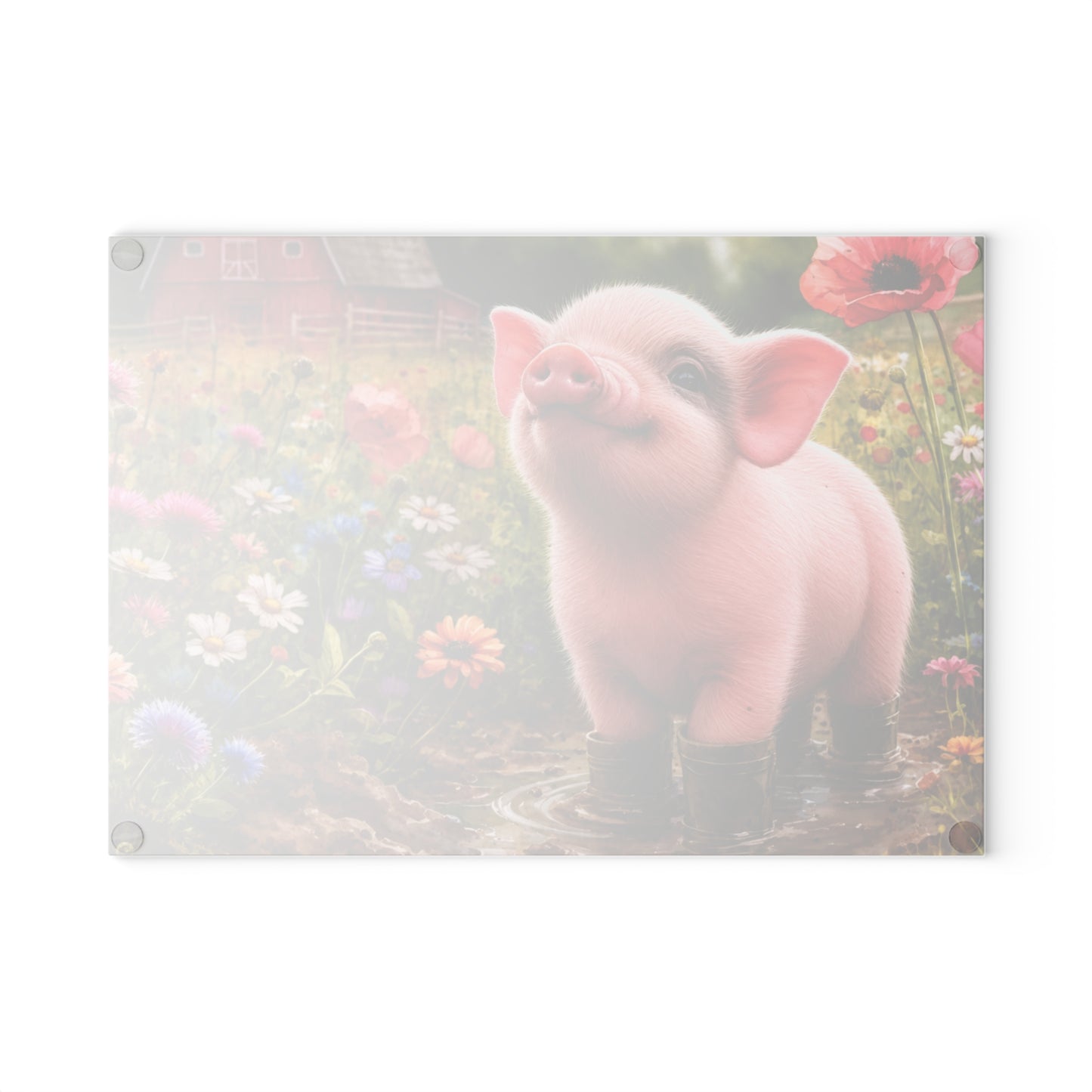 Farm Piglet Glass Cutting Board – Country Charm for Your Kitchen