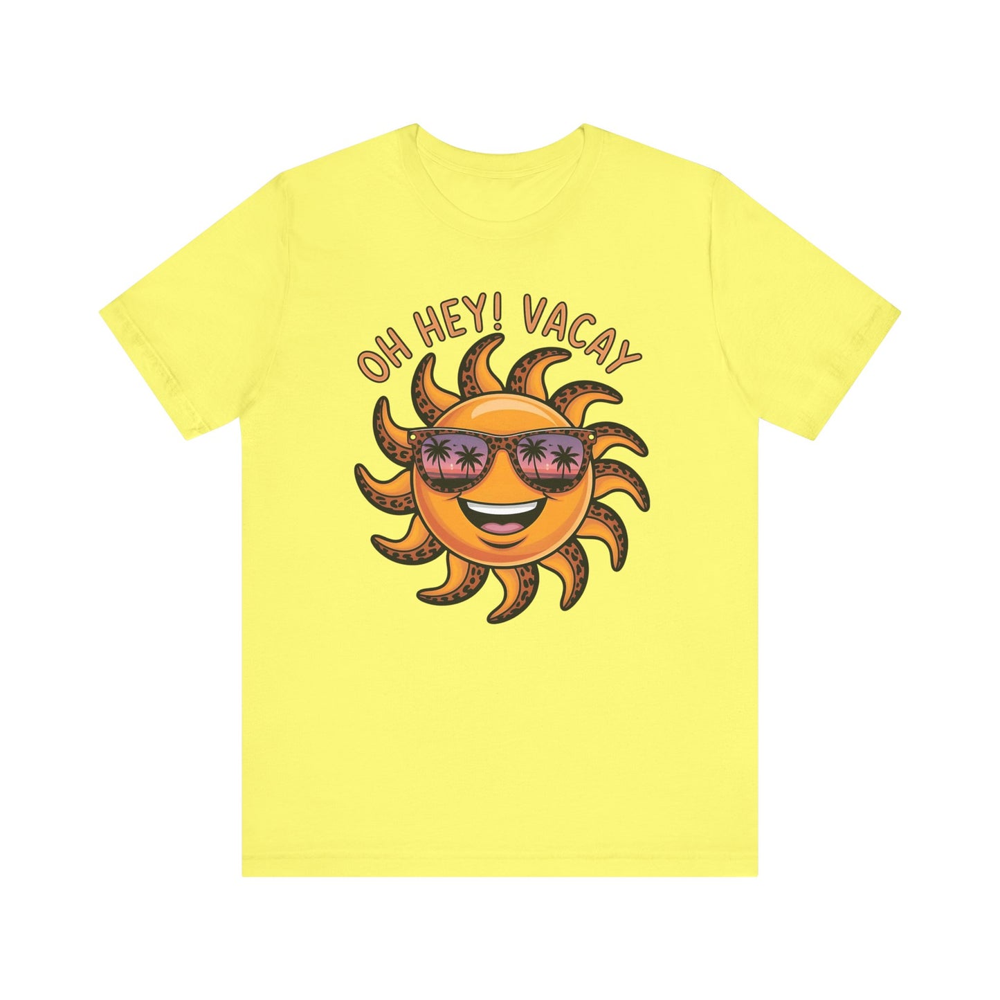☀️ ¡Hola! Camiseta de vacaciones – Sol sonriente con gafas de sol | Camiseta gráfica de verano para mujer