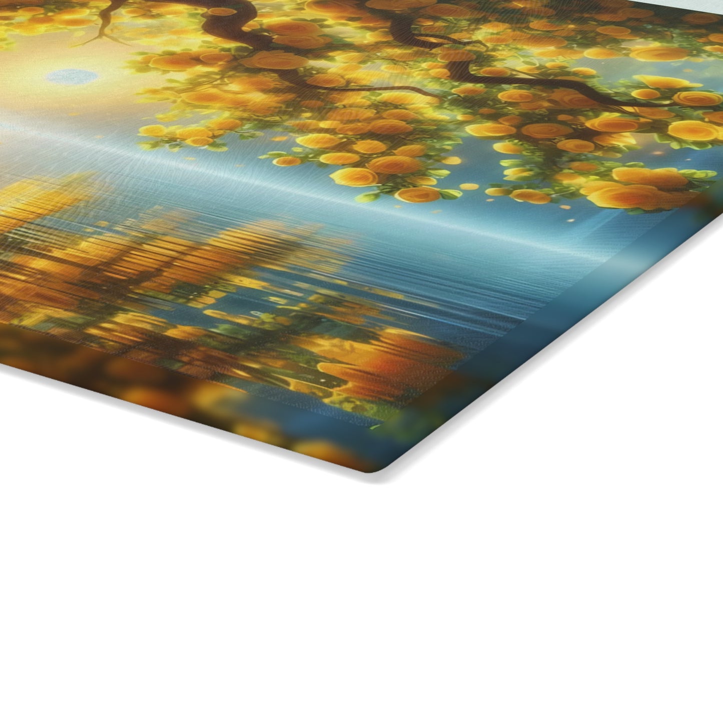 🌞 Golden Blossom Tree Cutting Board – Tranquil Elegance with Sunset Glow
