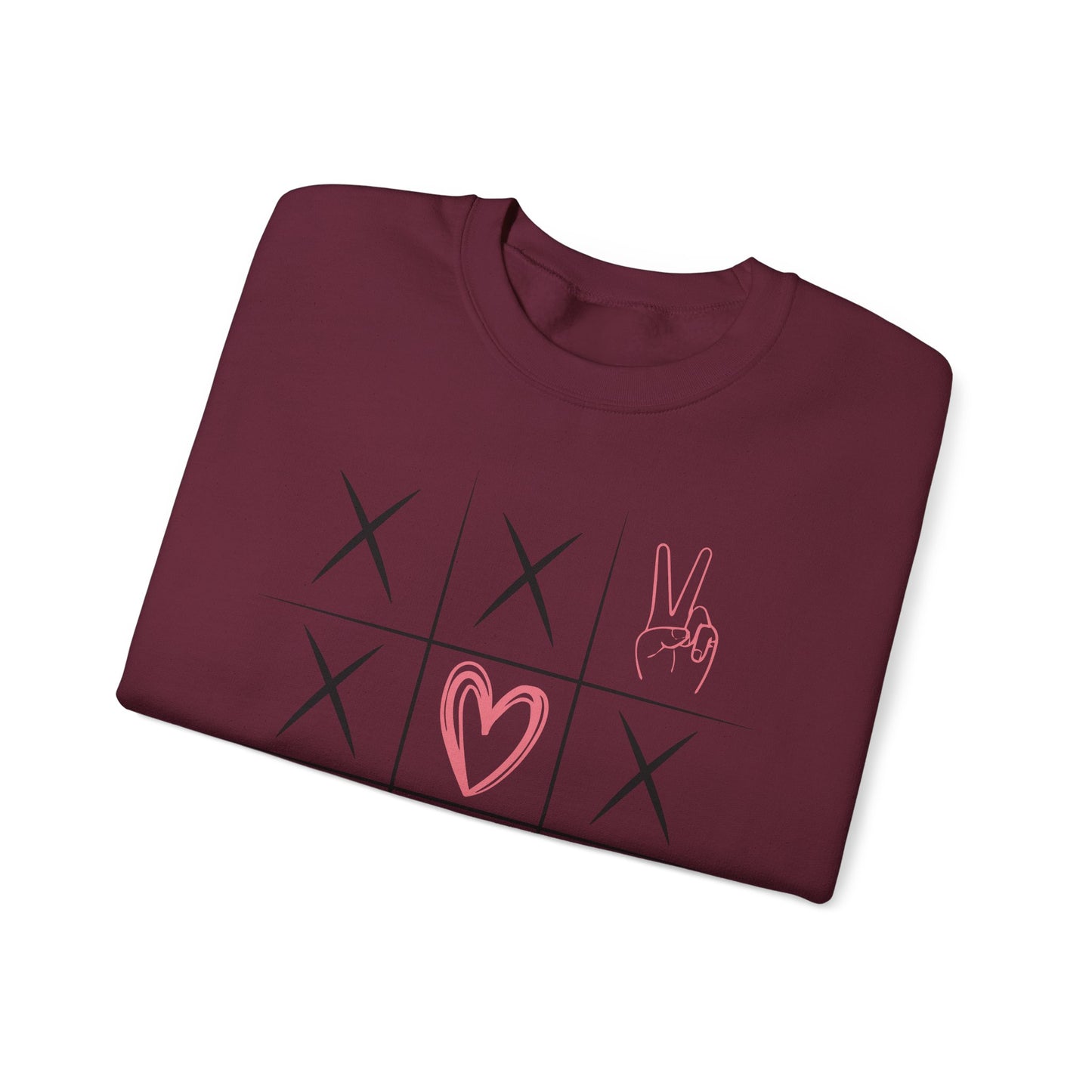 🌍🎗️ World Cancer Day Sweatshirt – Awareness Tic-Tac-Toe Heart & Ribbon
