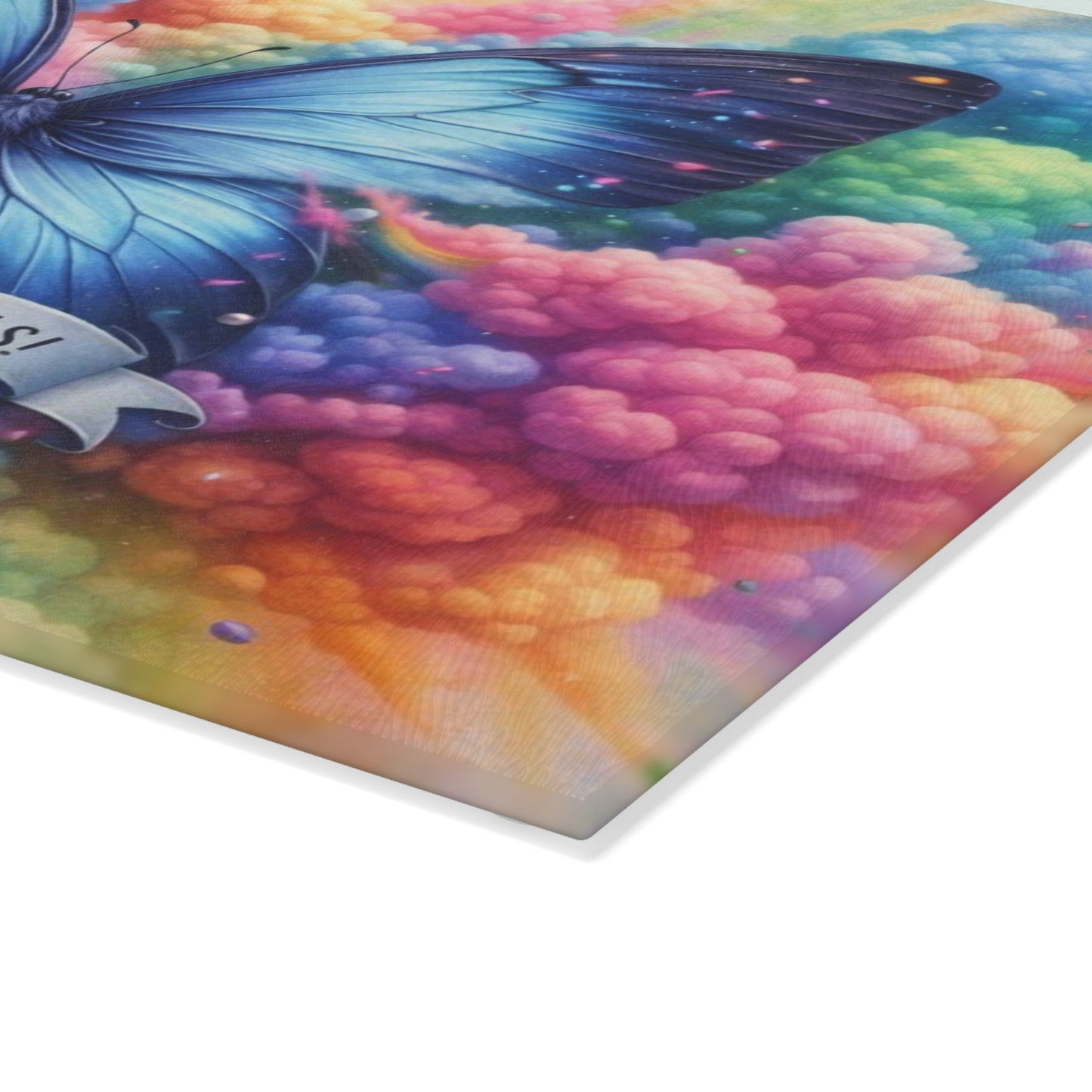 Butterflies Are Angels Glass Cutting Board – Rainbow Butterfly Inspirational Kitchen Art