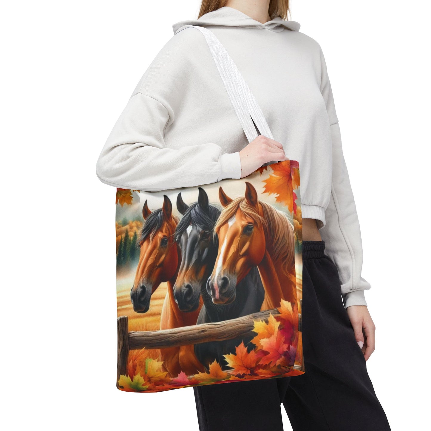 🐴 Autumn Horse Trio Tote Bag – Rustic, Stylish & Practical 🍂