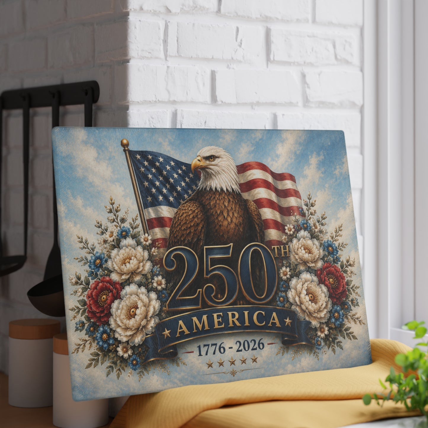 250th America Eagle Tempered Glass Cutting Board