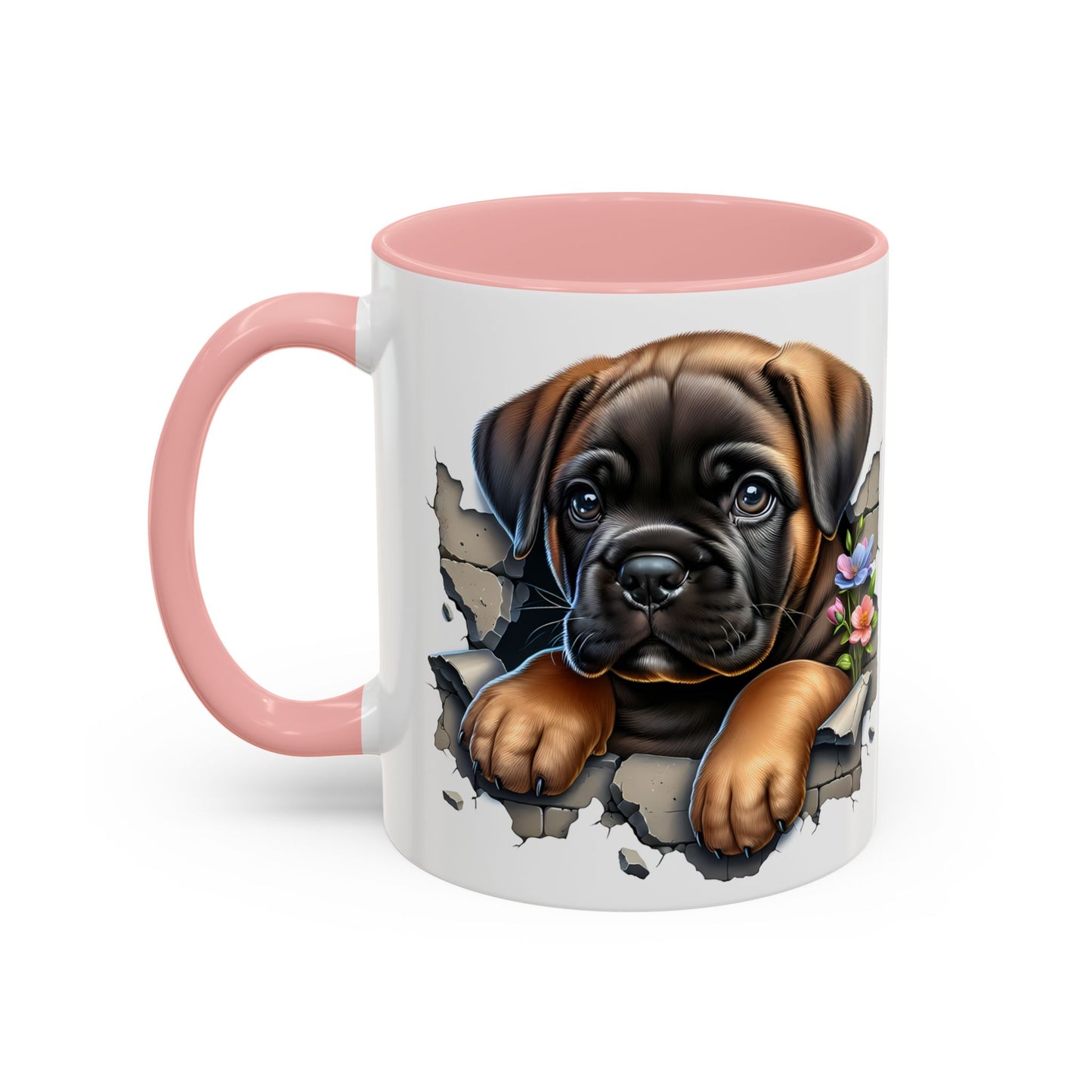 🧡 Boxer Puppy Accent Mug – Adorable Peek-Through Cup for Dog Lovers
