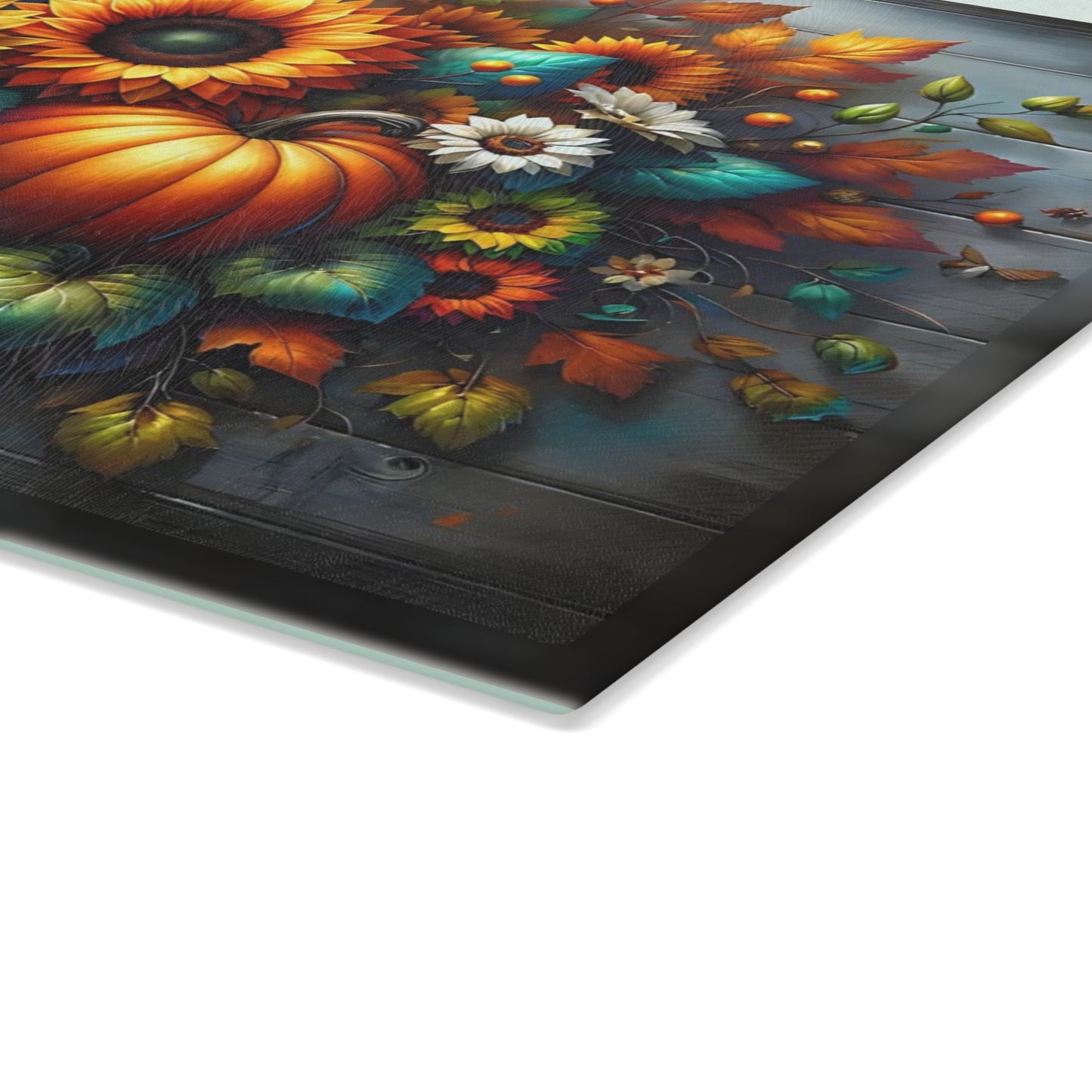 🌻🎃 Autumn Sunflower & Pumpkin Cutting Board – Rustic Harvest Charm for Your Kitchen 🍂✨