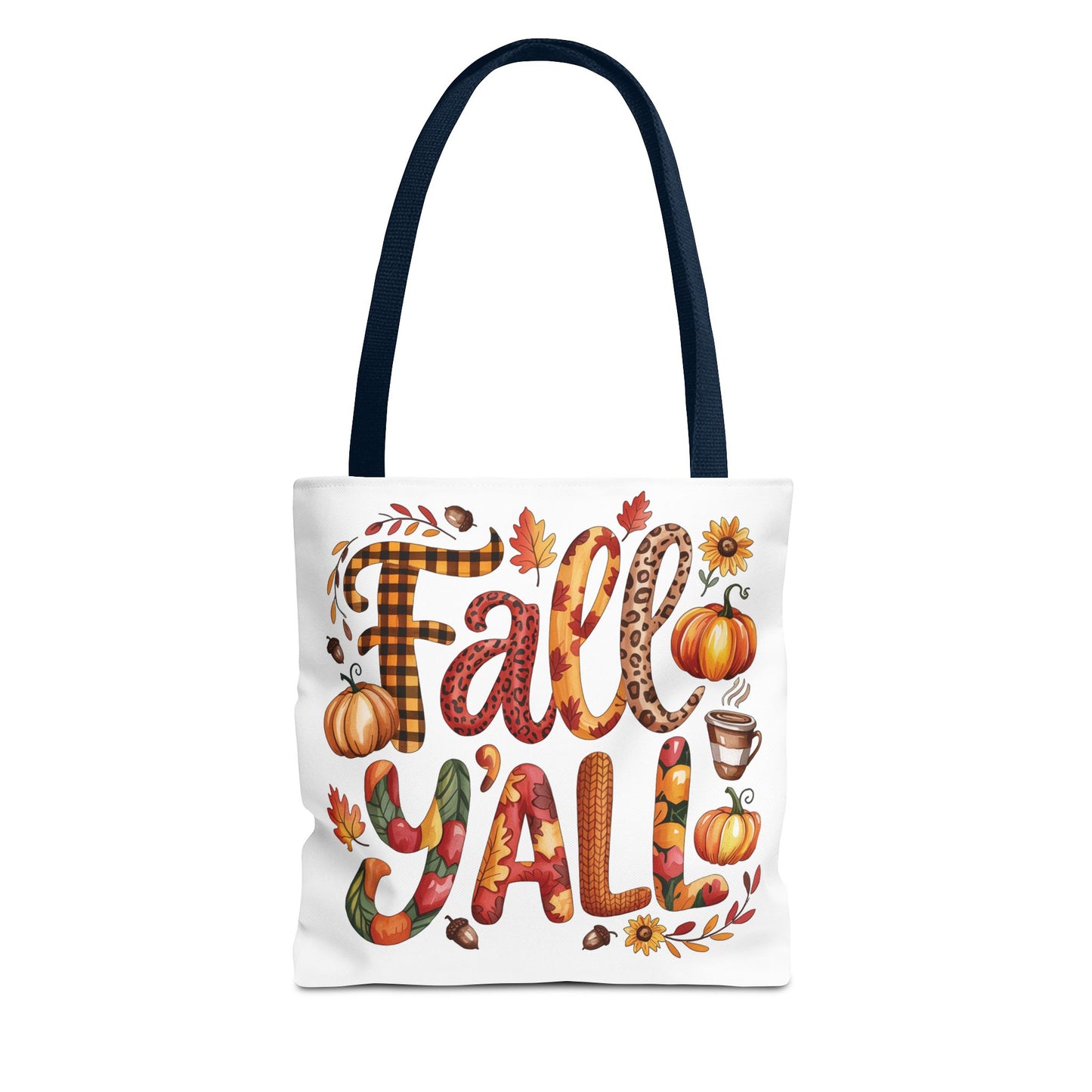 🎃 Fall Y’all Tote Bag – Bold Prints, Cozy Coffee & Pumpkin Cheer 🍂