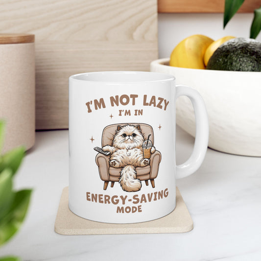 🐾 No soy perezoso, estoy en modo ahorro de energía – Divertida taza de café de gato para amantes de los gatos 😸