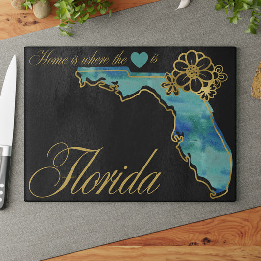 🌴 Florida State Floral Cutting Board – Sunshine State Elegance for Your Kitchen