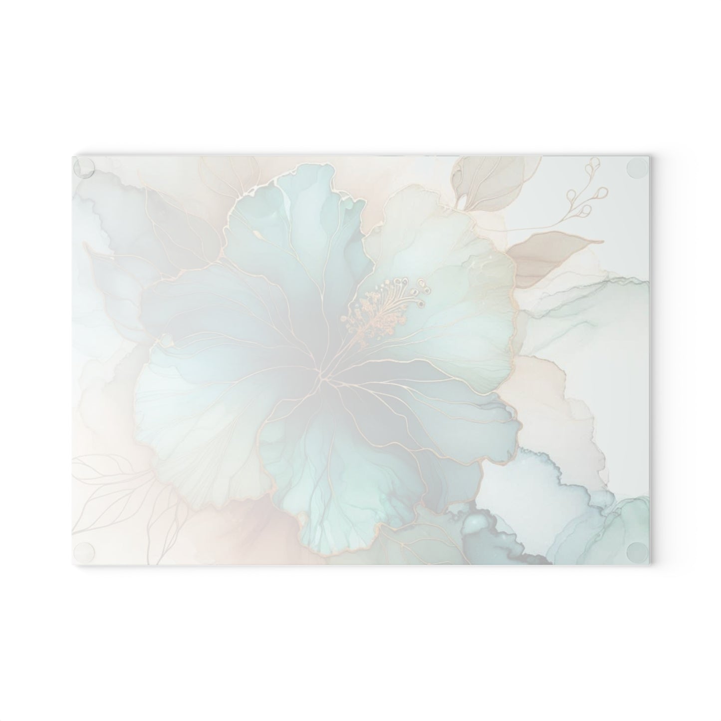 Teal Bloom Harmony Cutting Board – Soft Watercolor Floral Kitchen Art