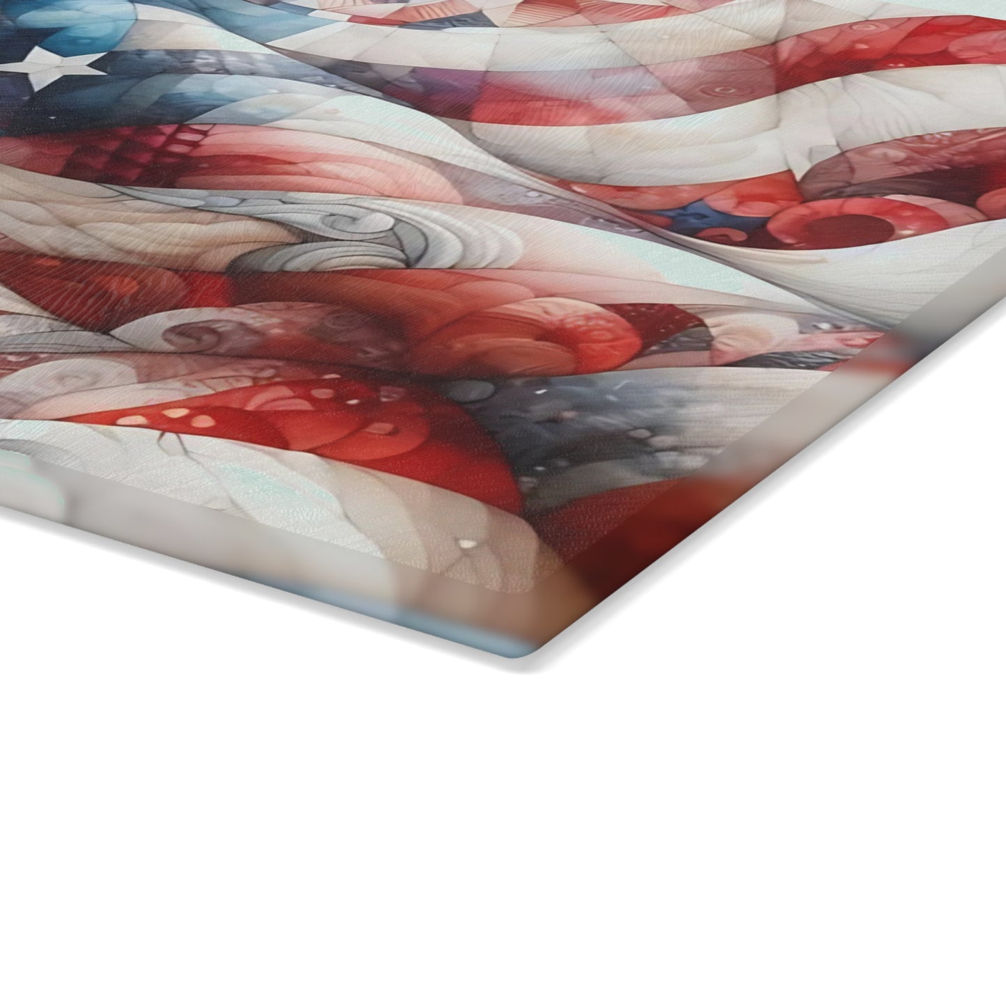 4th of July Quilt Glass Cutting Board – Patriotic Charm Meets Function