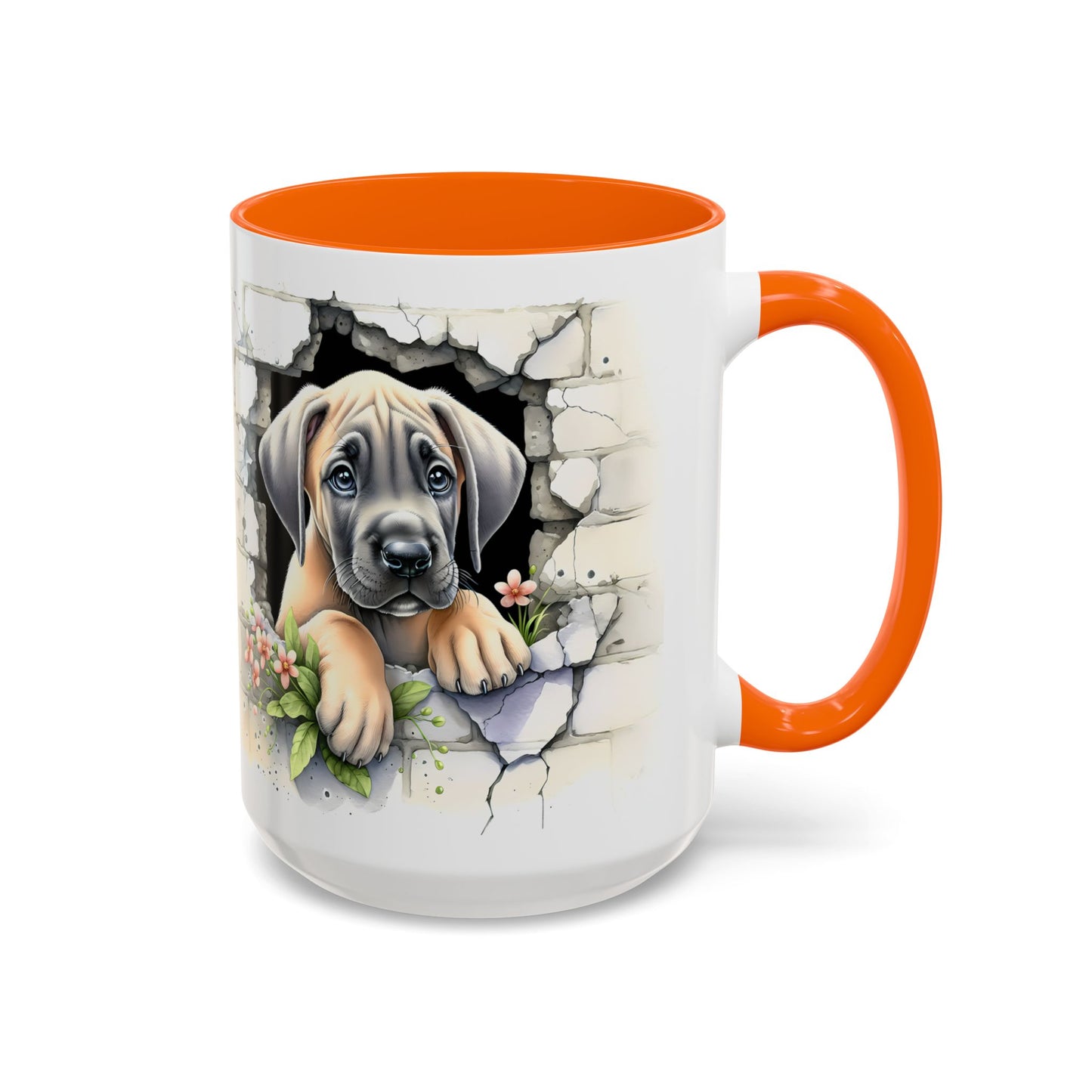 🐾 Great Dane Puppy Accent Mug – Sweet Peek-Through Puppy Design ☕💛