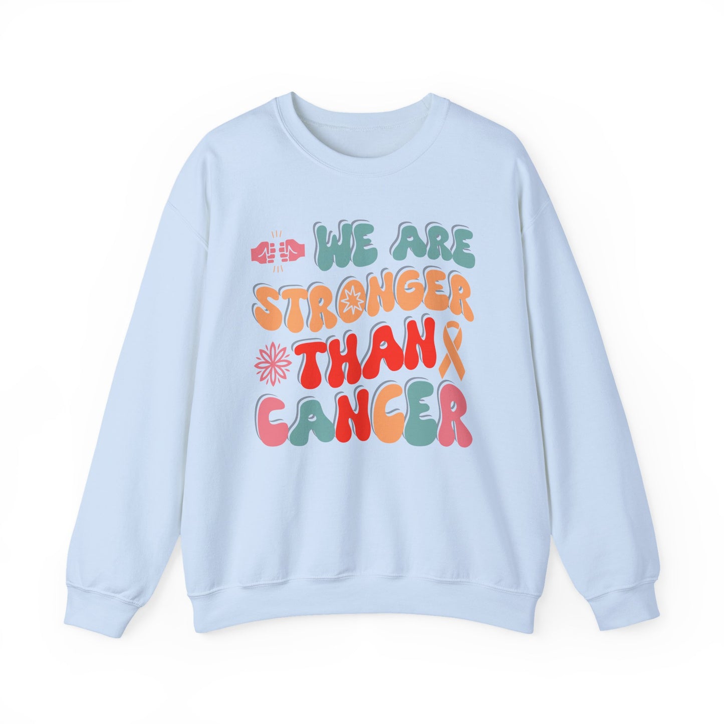💪🌸 We Are Stronger Than Cancer Sweatshirt – Retro Breast Cancer Awareness Crewneck