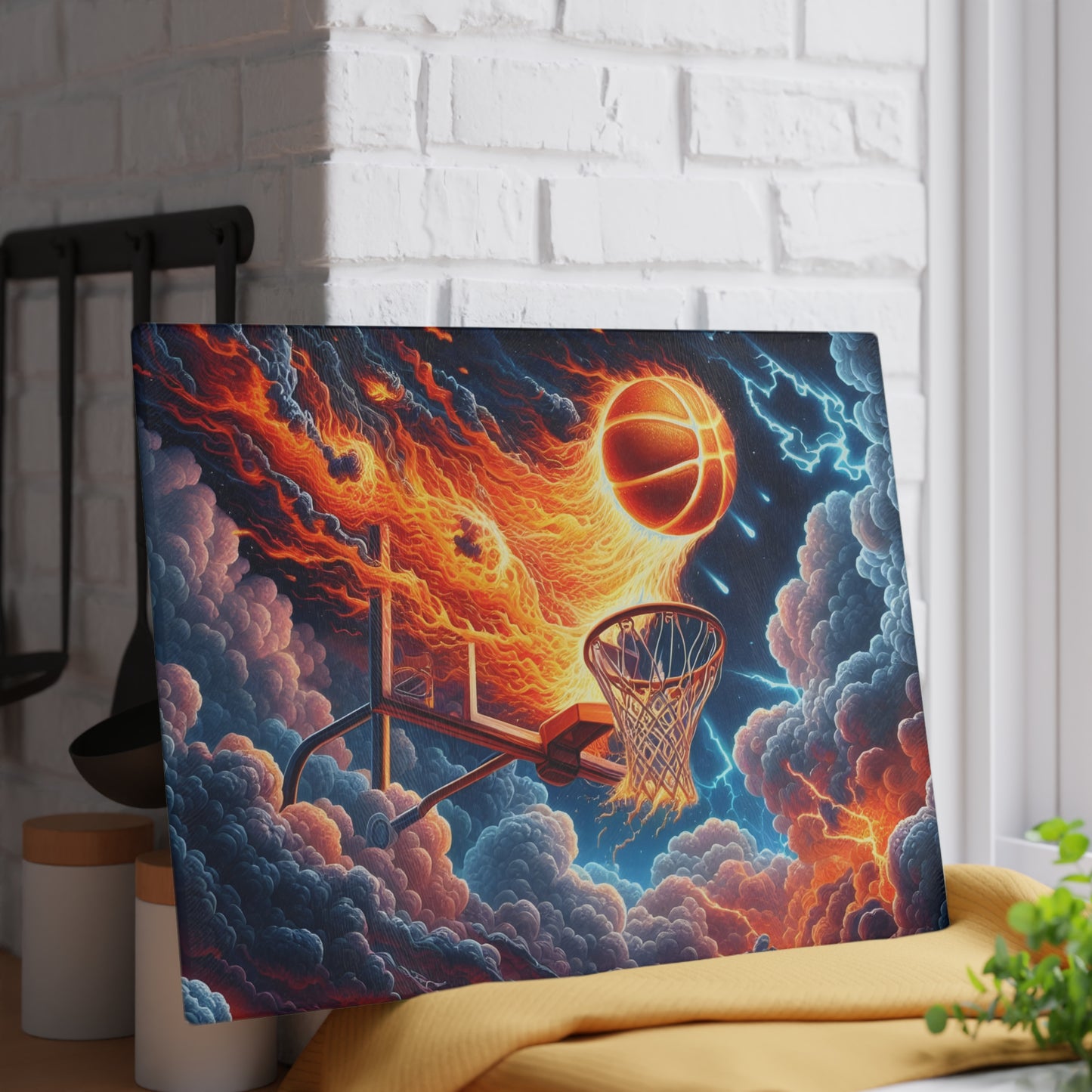 🔥 Fiery Basketball Slam Cutting Board – Bring the Heat to Your Kitchen