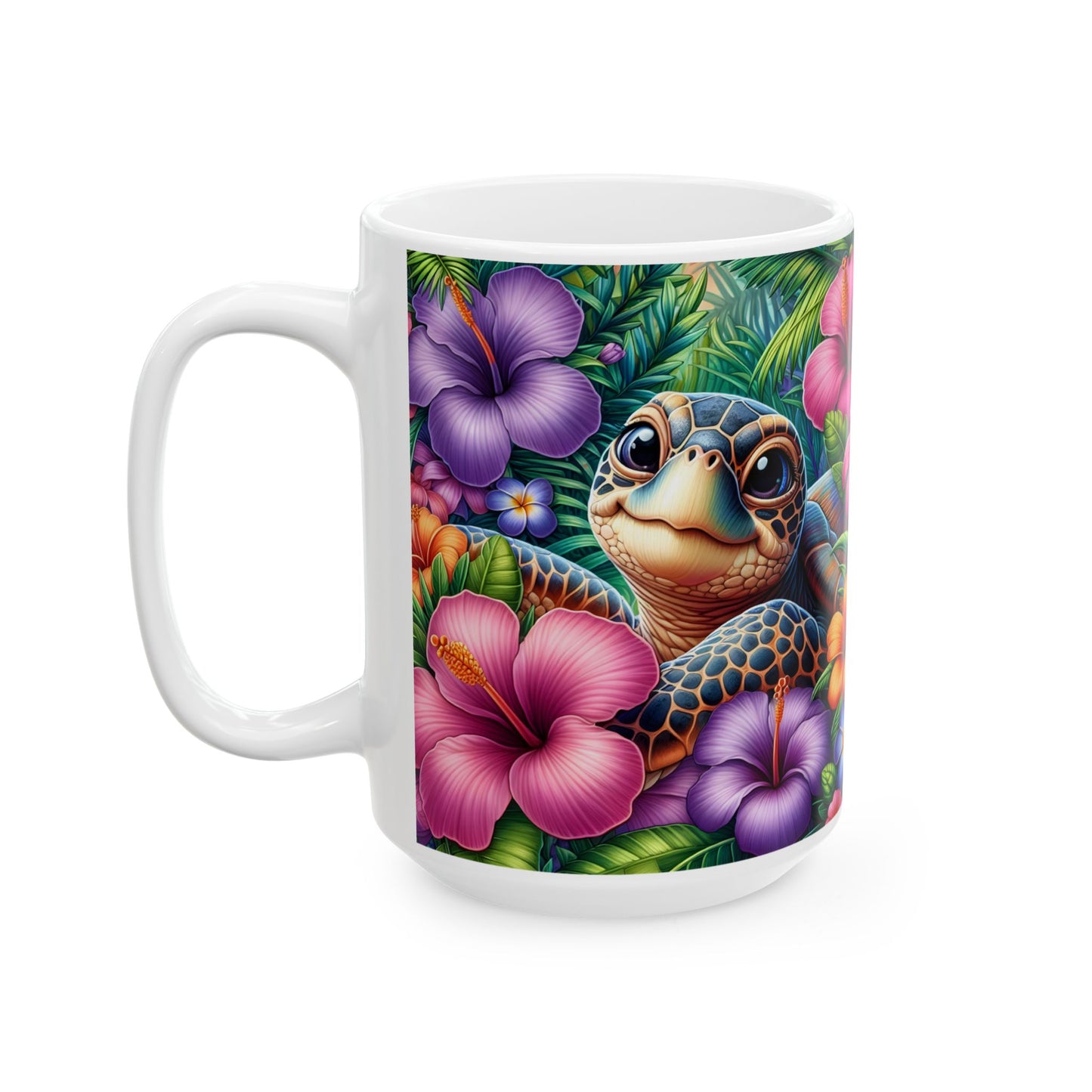 🌺🐢 Personalized Sea Turtle Hibiscus Mug – Tropical Island Coffee Cup 🌴☕