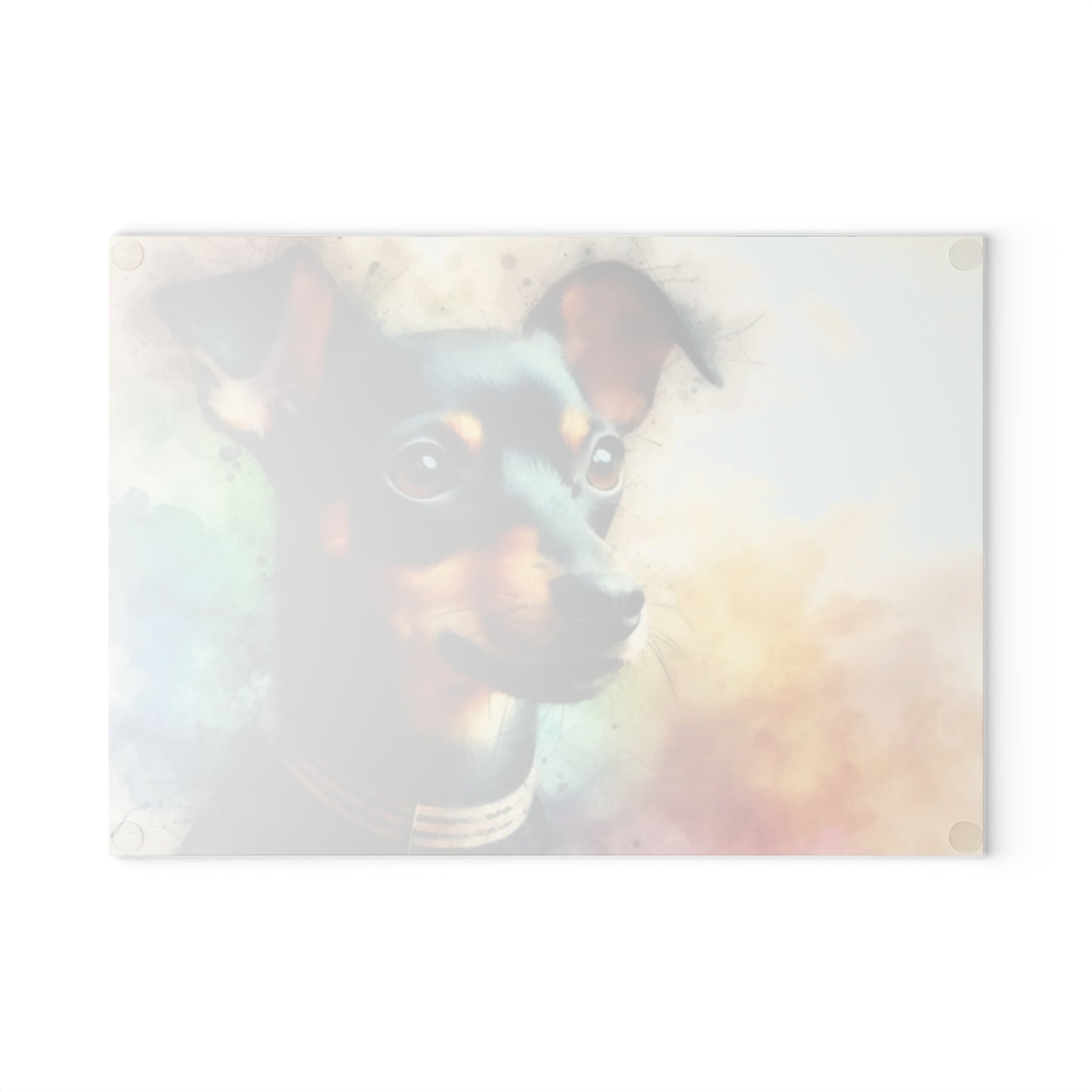 🐶🌈 “Rainbow Min Pin Portrait” Tempered Glass Board – Color Splash for Dog-Loving Kitchens
