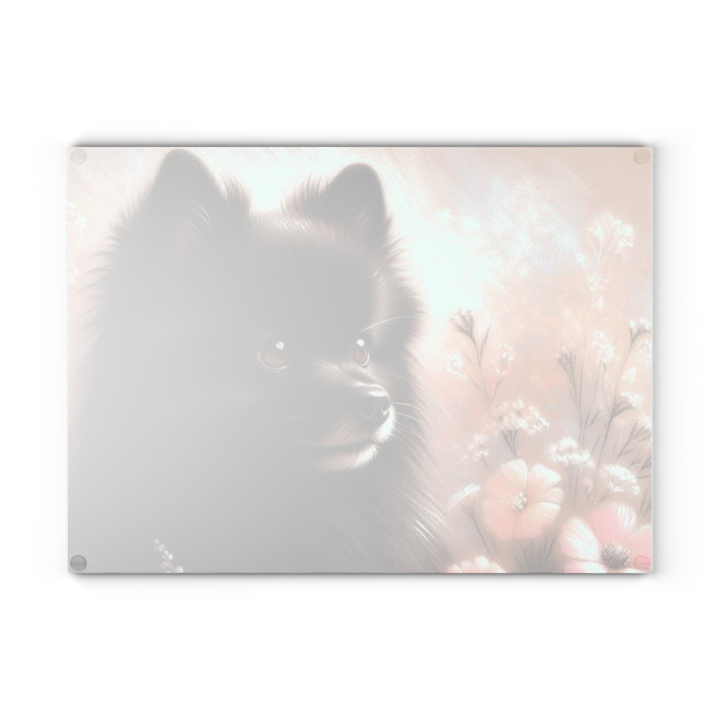 🖤 Black Pomeranian Cutting Board – Sweet Fluff & Floral Charm for Dog Lovers
