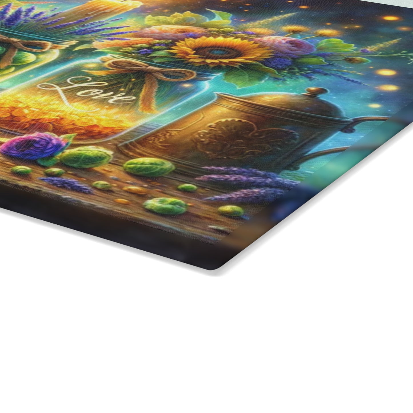 🕯️🌼 “Faith • Hope • Love” Mason Jar Glass Cutting Board – Warm Glow for Your Kitchen