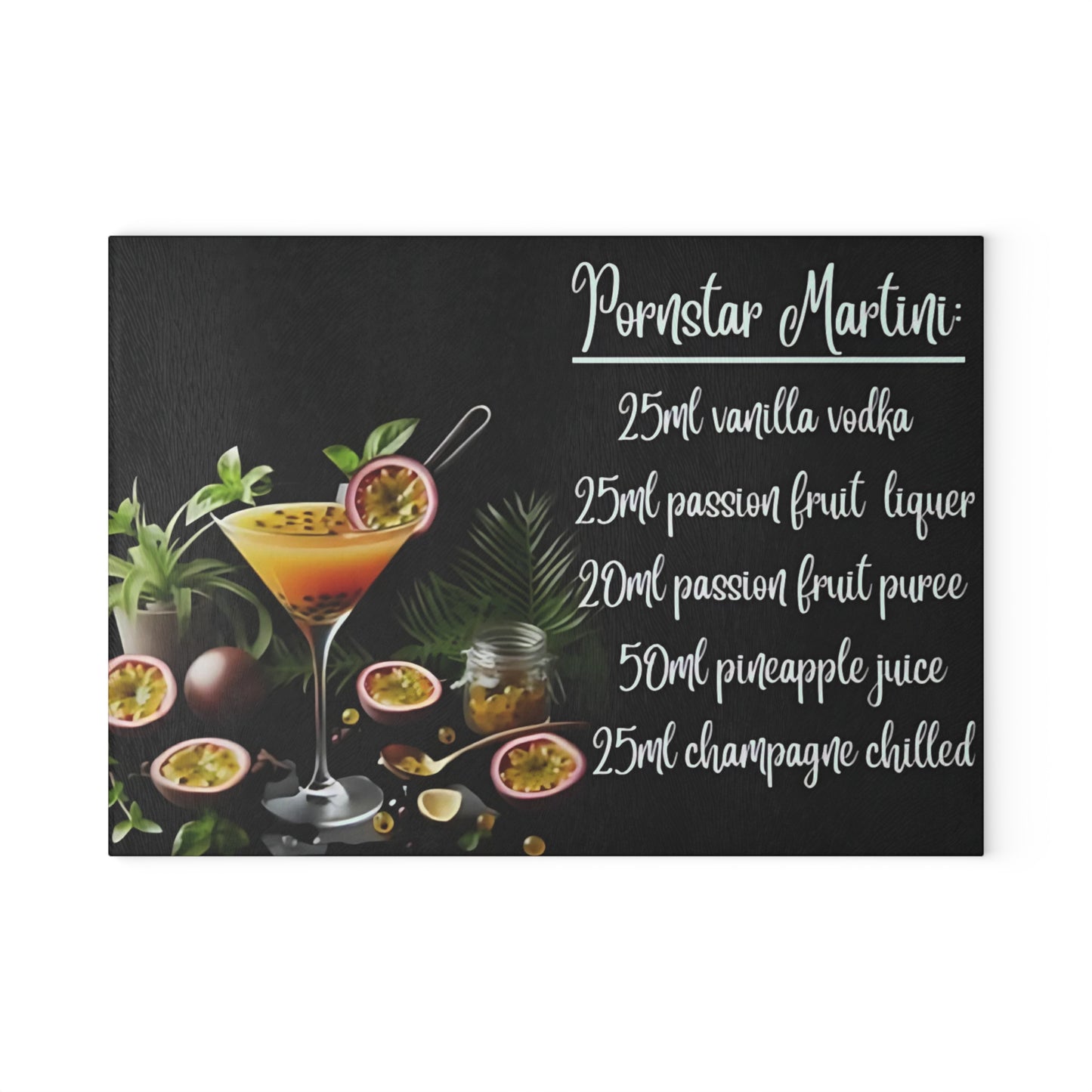 🍸 Pornstar Martini Recipe Cutting Board – Flirty, Fun, & Fabulous Kitchen Decor