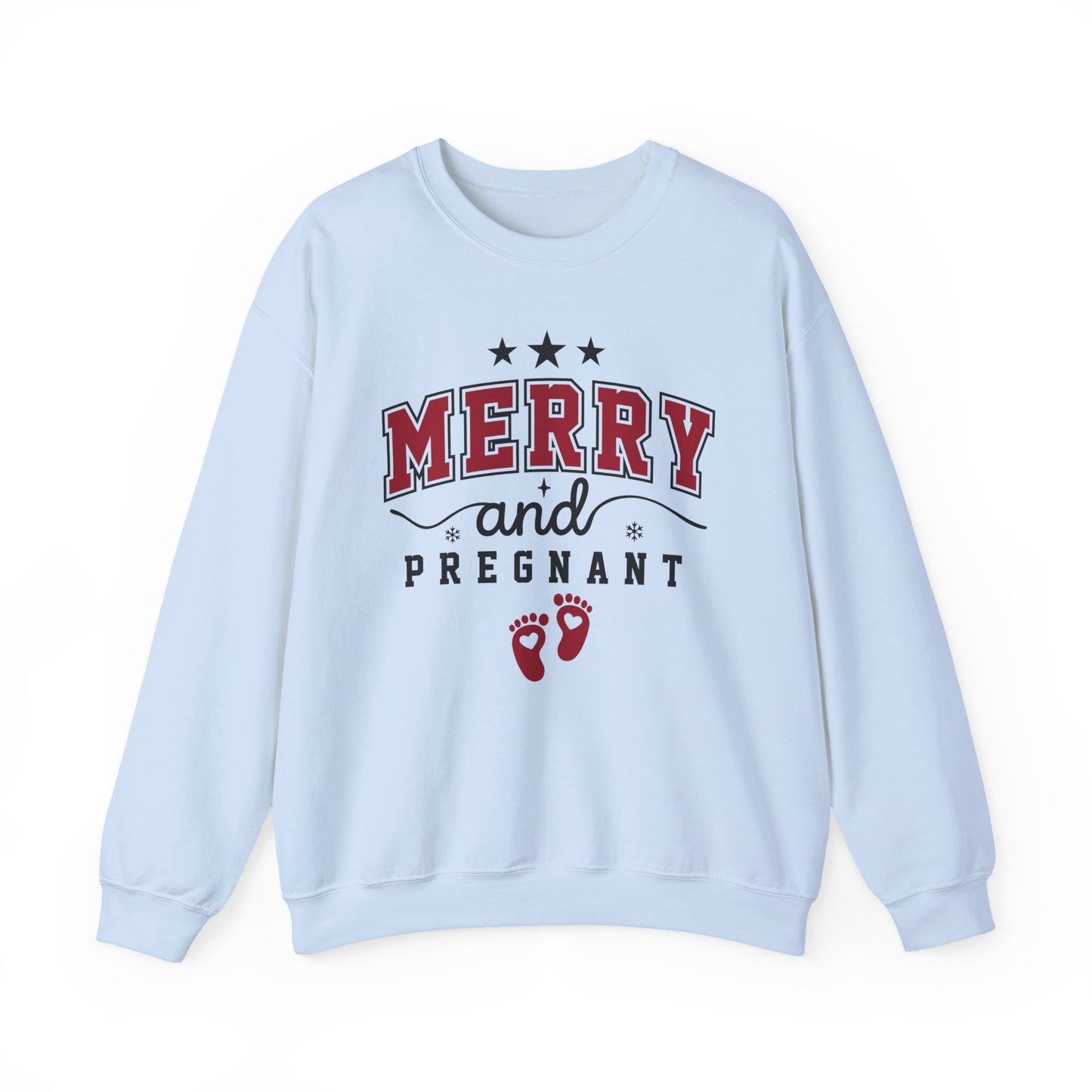 🎄👣 Merry Little Kicking Feet Christmas Maternity Sweatshirt – Cute Holiday Pregnancy Crewneck