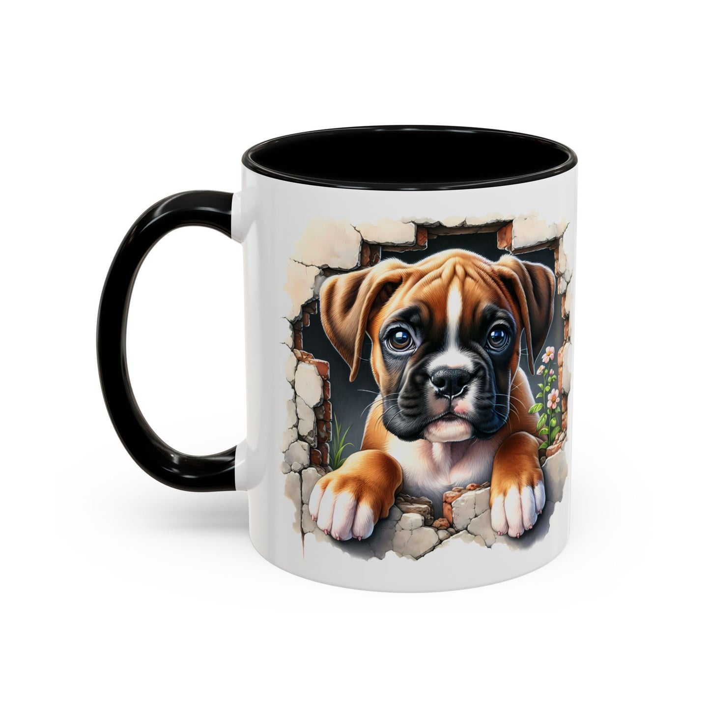 🐶☕ Boxer Puppy Peek Accent Mug – Adorable Dog Lover Gift ✨💛