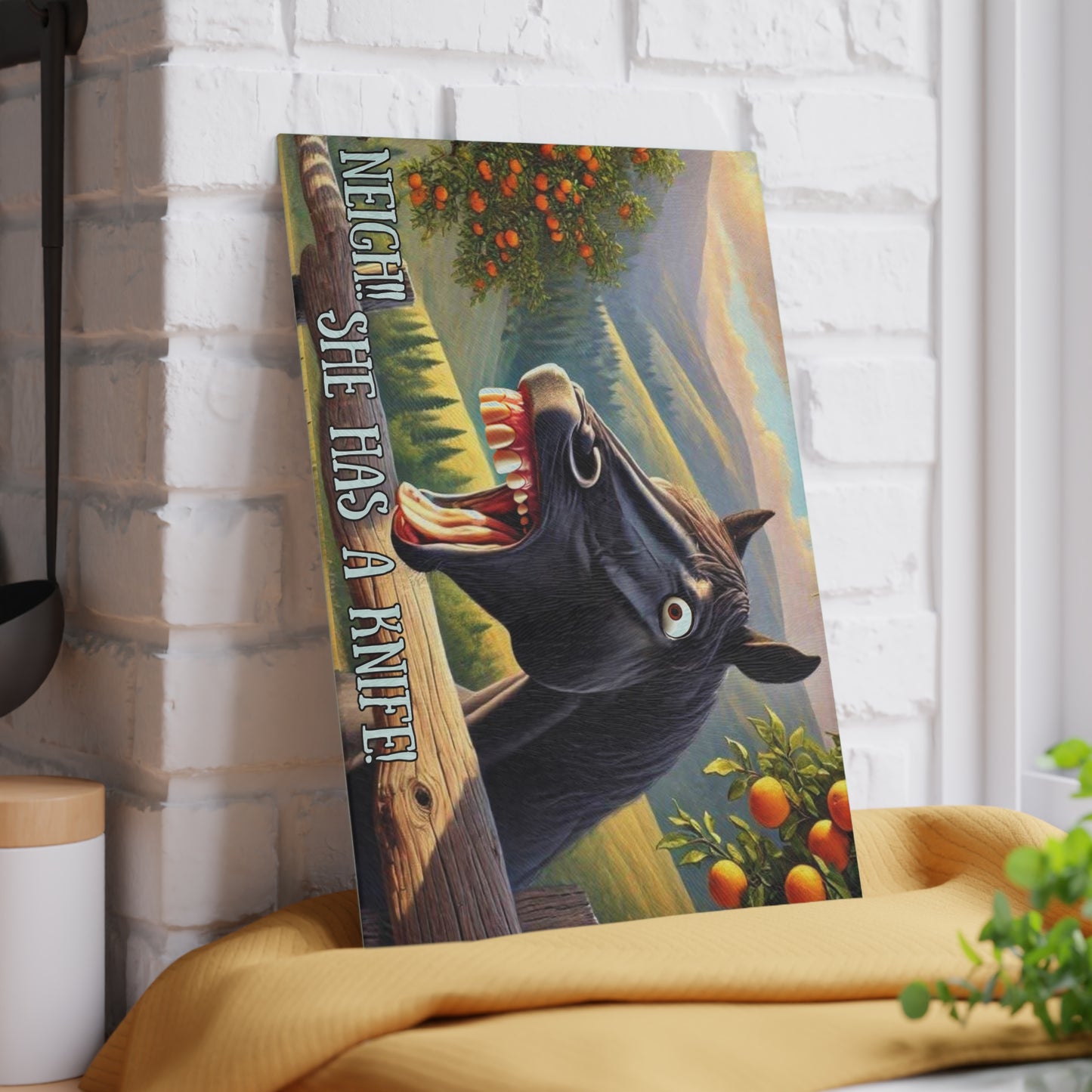 Tabla de cortar de vidrio, diseño de caballo ranchero, decoración de cocina occidental, regalo para amantes de los caballos, estilo rústico, tabla de cortar, tabla de charcutería