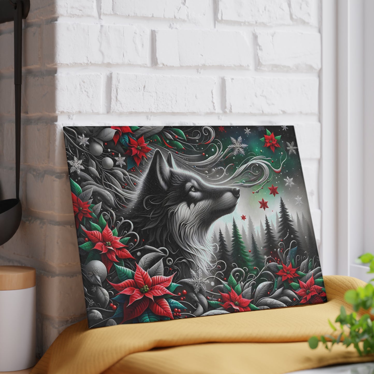 🐺❄️ “Moonlit Winter Wolf” Glass Cutting Board – Bold, Modern Wild Beauty for Your Kitchen