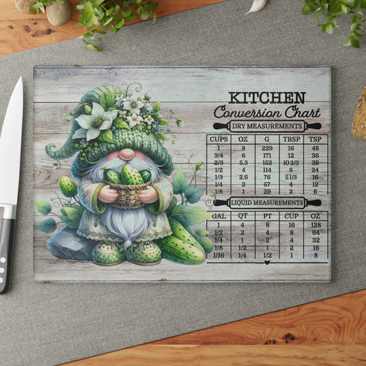 🥒🌿 Pickle Gnome Kitchen Conversion Cutting Board – Whimsical Farmhouse Fun with Rustic Charm 🧑‍🍳✨