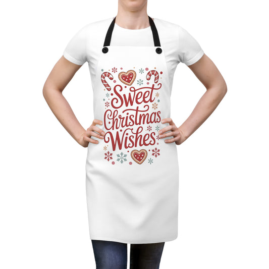 🍬🎄 “Sweet Christmas Wishes” Holiday Baking Apron – Gingerbread Joy for Your Kitchen