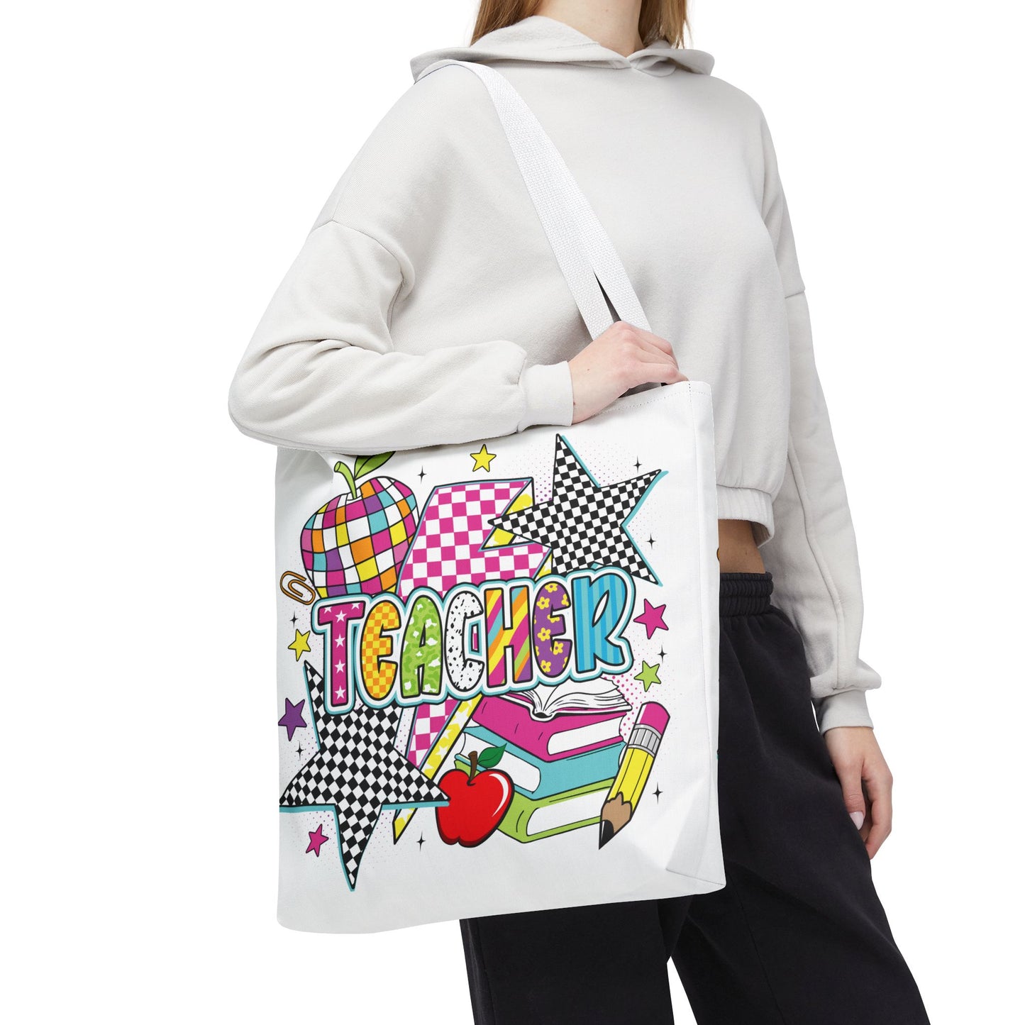 🌟 Bright Teacher Stars Tote – Bold Style for the Best in Class 🍎