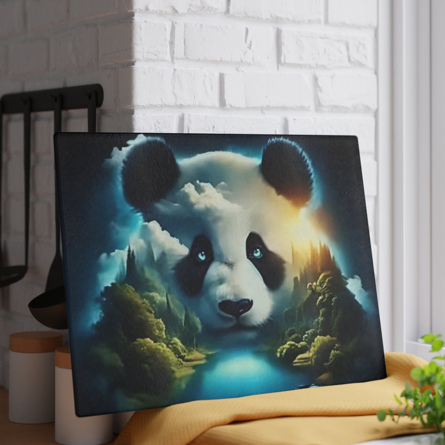 Panda Bear Tempered Glass Cutting Board