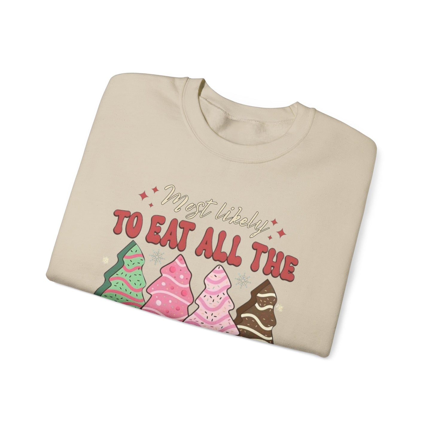 🎄🍰 Most Likely to Eat All the Christmas Tree Cake Sweatshirt – Fun Holiday Dessert Lover Gift