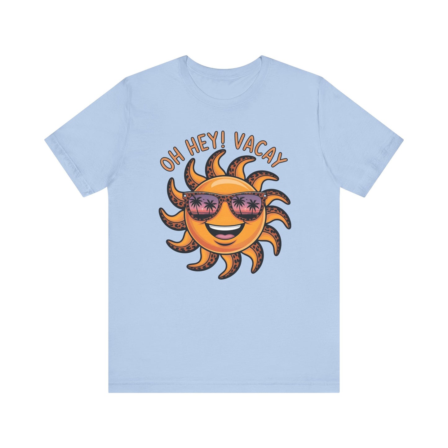 ☀️ ¡Hola! Camiseta de vacaciones – Sol sonriente con gafas de sol | Camiseta gráfica de verano para mujer