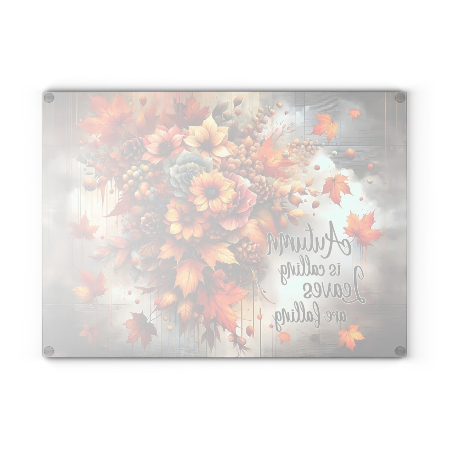 🍁🌻 Autumn Leaves & Blooms Cutting Board – Seasonal Elegance for Your Kitchen 🍂🌾