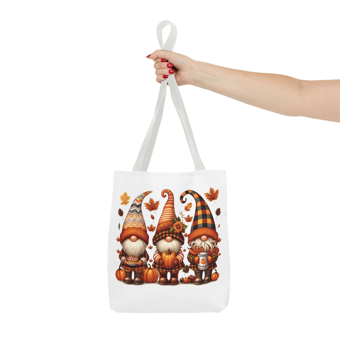 🍁 Autumn Gnome Trio Tote Bag – Cozy Fall Charm with Pumpkin Spice Magic