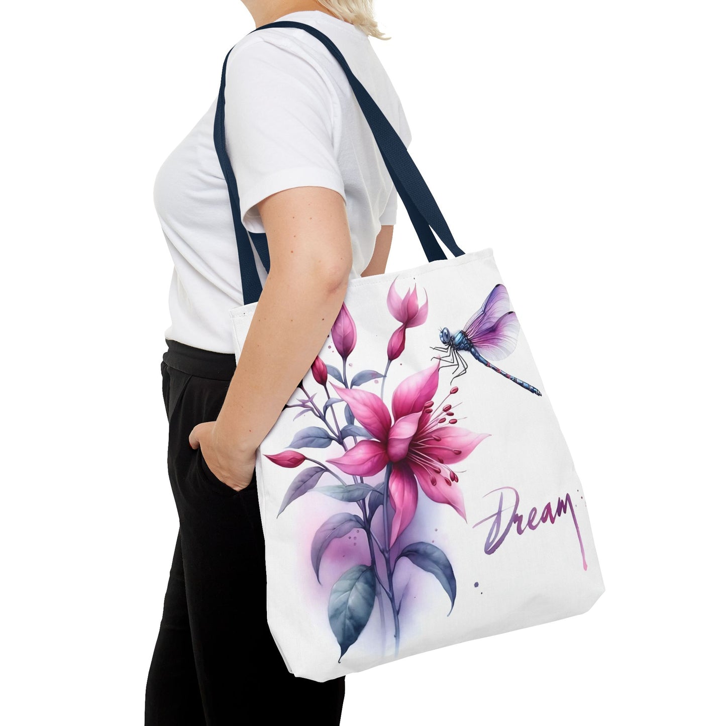 Bolso tote floral "Dream" con detalle de libélula: un bolso de mano inspirador y elegante