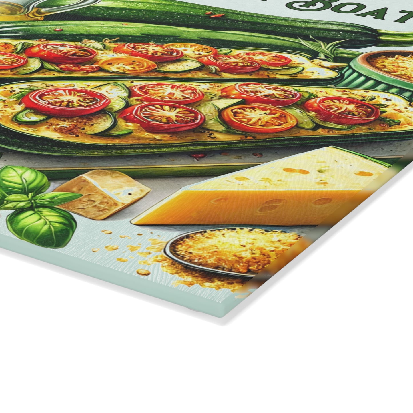 🥒 Stuffed Zucchini Boats – Fresh and Fun Kitchen Cutting Board