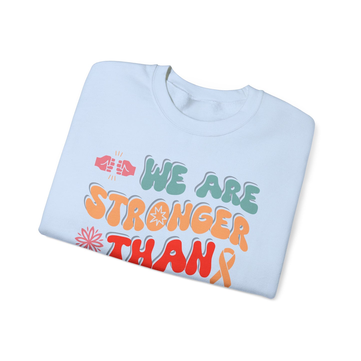 💪🌸 We Are Stronger Than Cancer Sweatshirt – Retro Breast Cancer Awareness Crewneck