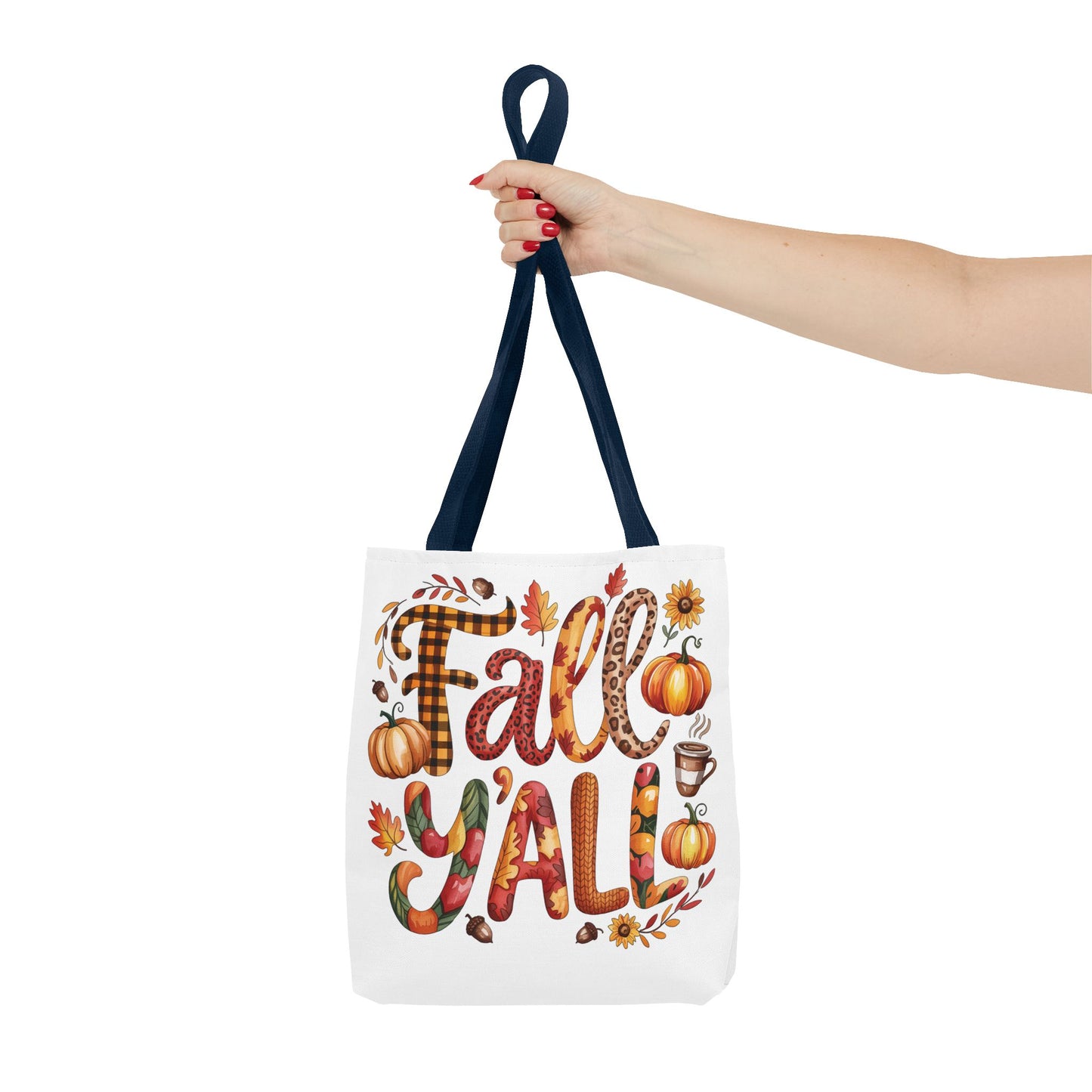 🎃 Fall Y’all Tote Bag – Bold Prints, Cozy Coffee & Pumpkin Cheer 🍂