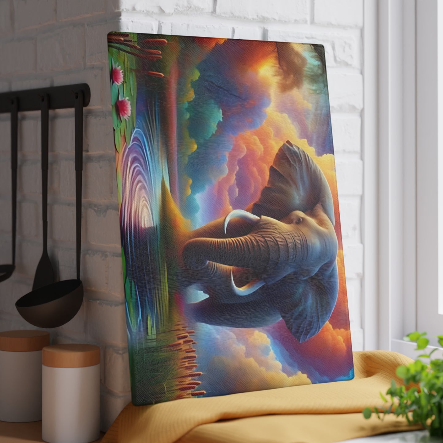 Elephant Tempered Glass Cutting Board