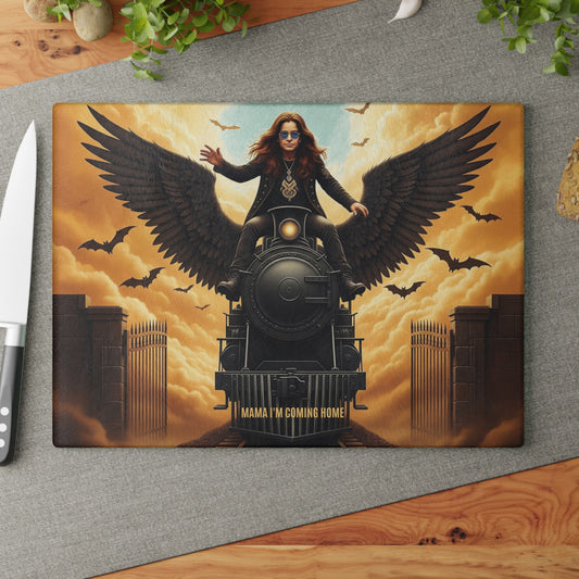 🖤🔥 Ride the Midnight Flame Cutting Board – Dark Elegance Meets Fiery Energy 🕯️🛤️