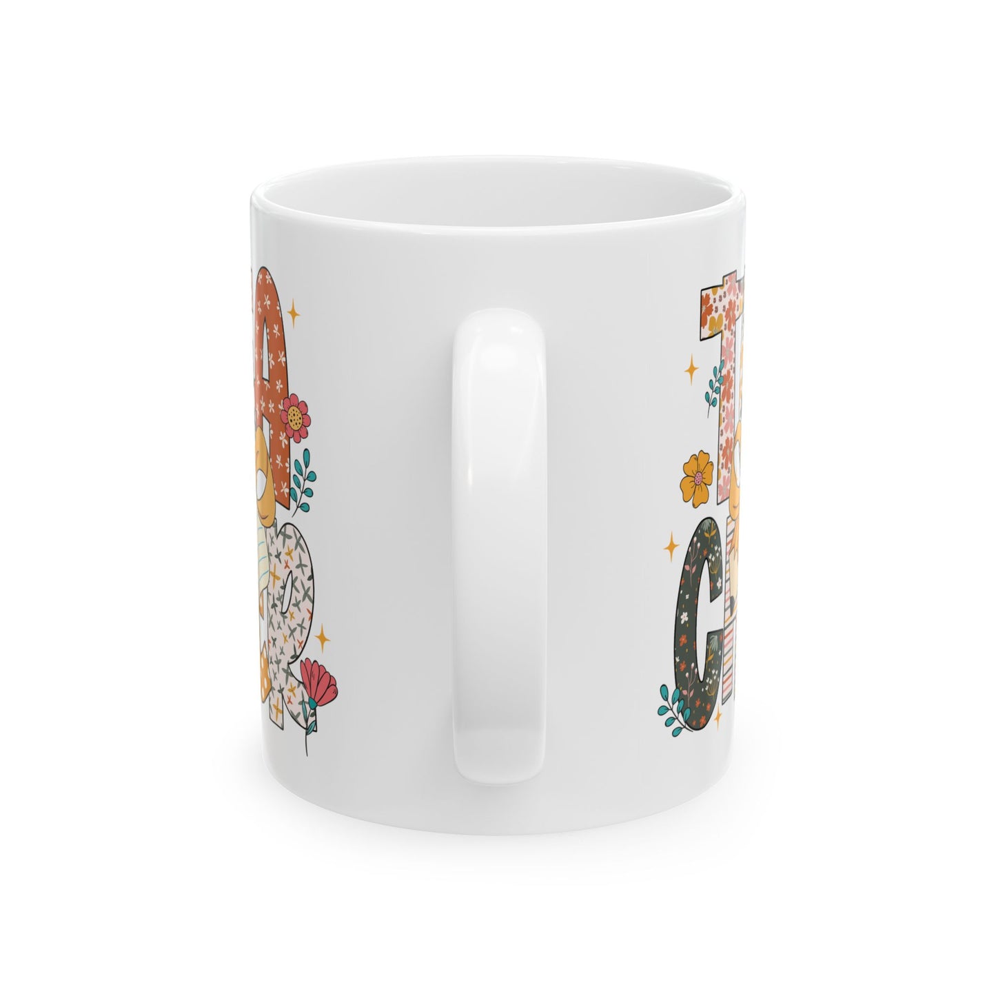 🍎 Teacher Floral Mug – Retro Vibes & Classroom Style in Every Sip 🌼