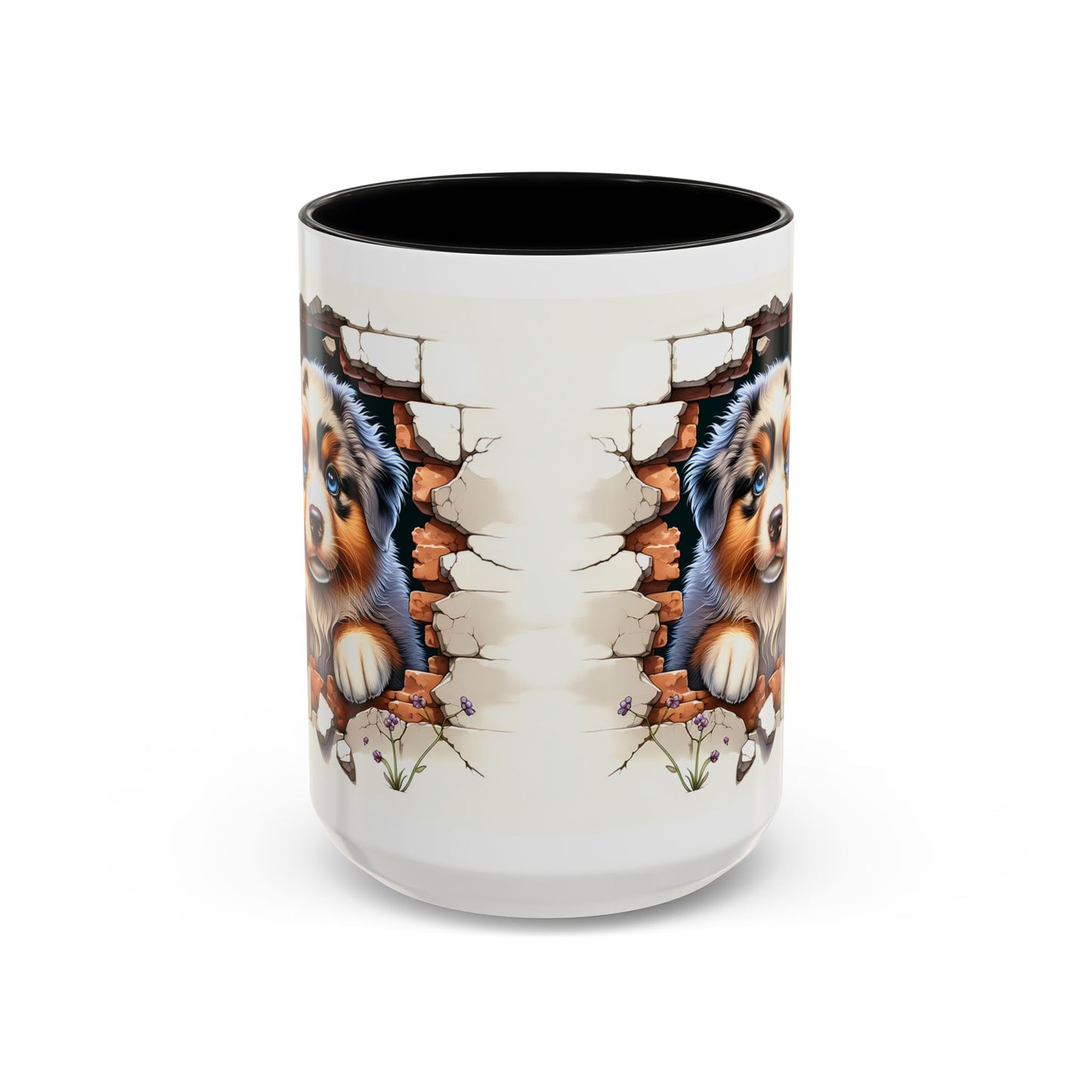 🐾☕ Australian Shepherd Puppy Peek Accent Mug – Blue-Eyed Beauty Dog Lover Gift ✨💙