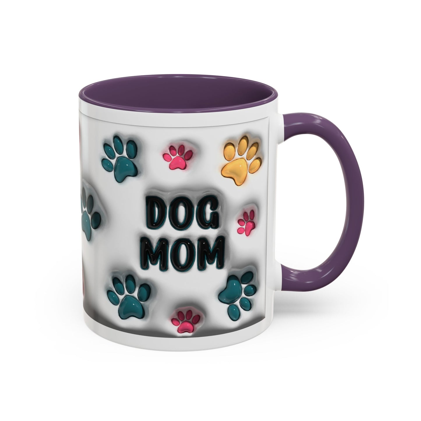 Dog Mom Accent Mug – Colorful Paw Print Cup for Proud Pet Parents