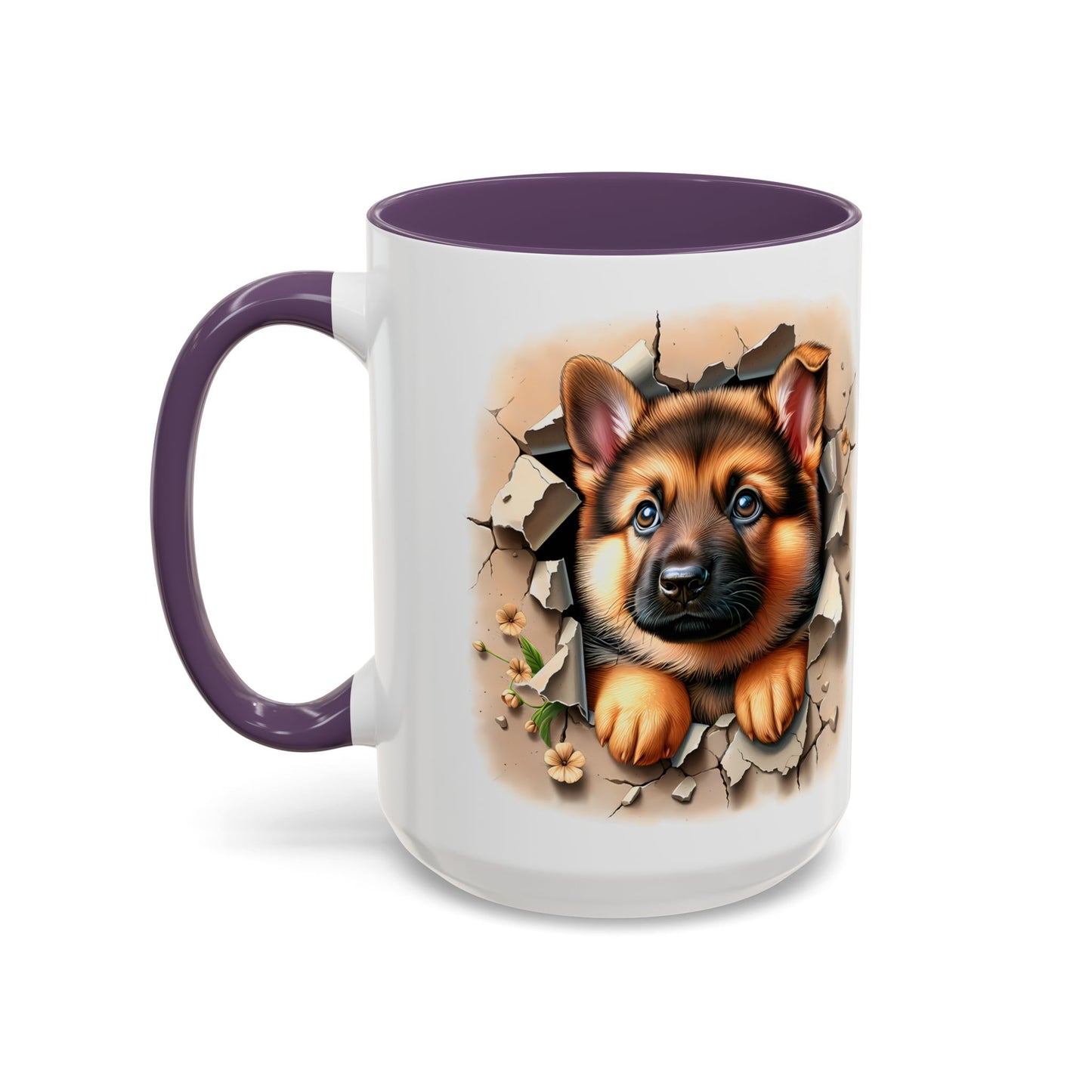 🐾☕ German Shepherd Puppy Peek Accent Mug – Loyal Pup Lover Gift ✨🖤