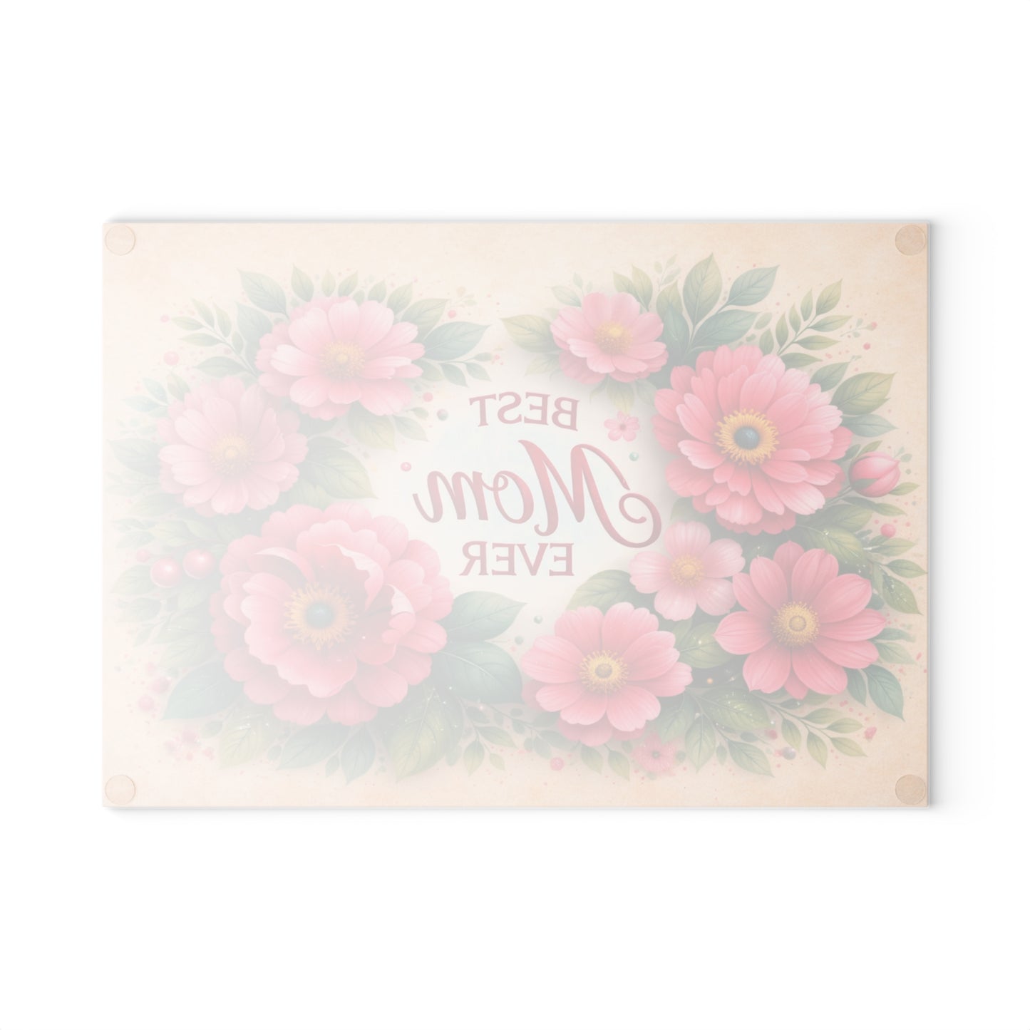 Best Mom Ever Floral Glass Cutting Board – Elegant Kitchen Gift for Her