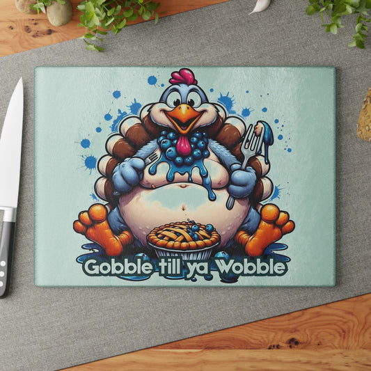 🦃🥧 Gobble Till Ya Wobble Cutting Board – Fun Thanksgiving Kitchen Décor with Playful Turkey & Pie 🎉🍽️