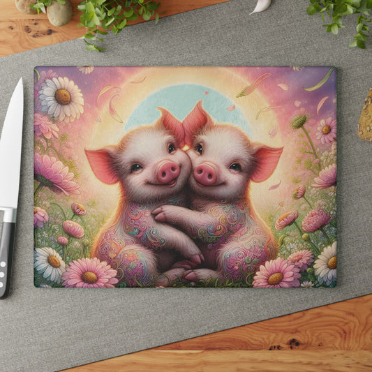 🐷🌸 Piglet Pals Cutting Board – Whimsical Farmhouse Charm for Your Kitchen 🌞